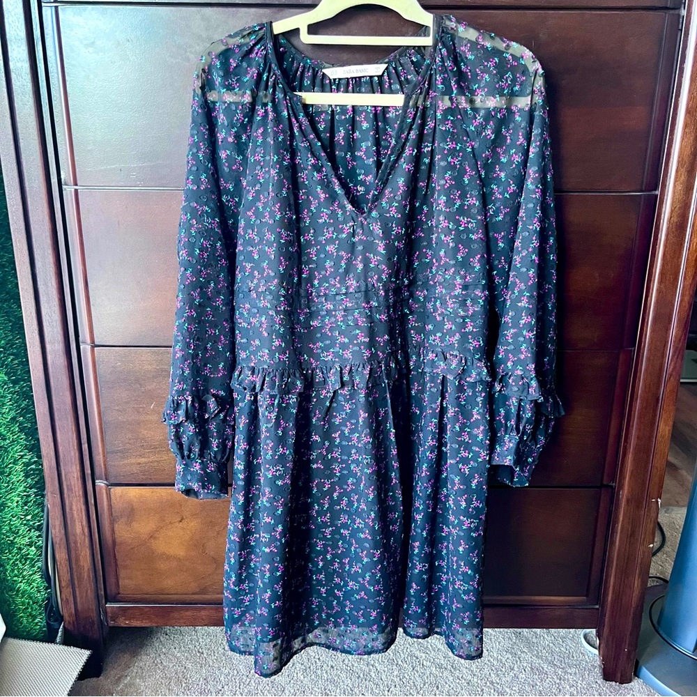 Zara flower print mini dress